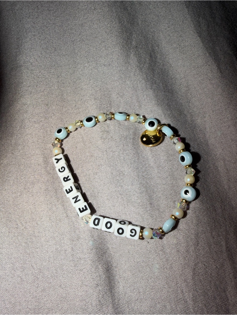 Good Energy Beaded Bracelet in White and Gold from Little Words Project